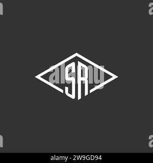 Initials SR logo monogram with simple diamond line style design vector graphic Stock Vector