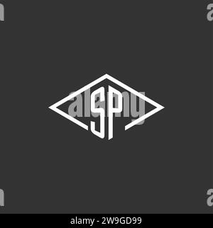 Initials SP logo monogram with simple diamond line style design vector graphic Stock Vector