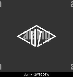 Initials UZ logo monogram with simple diamond line style design vector graphic Stock Vector
