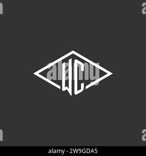 Initials WC logo monogram with simple diamond line style design vector graphic Stock Vector