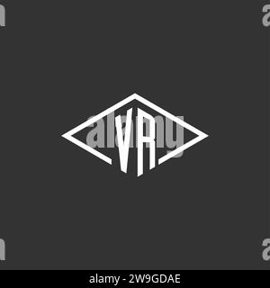 Initials VR logo monogram with simple diamond line style design vector graphic Stock Vector