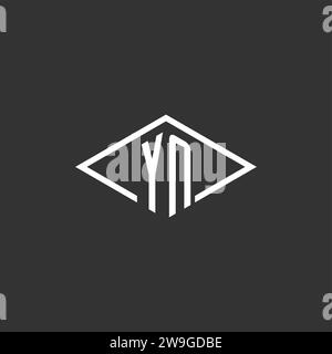 Initials YN logo monogram with simple diamond line style design vector graphic Stock Vector
