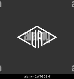 Initials UA logo monogram with simple diamond line style design vector graphic Stock Vector