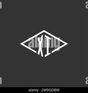 Initials XI logo monogram with simple diamond line style design vector graphic Stock Vector