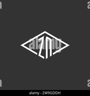 Initials ZN logo monogram with simple diamond line style design vector graphic Stock Vector