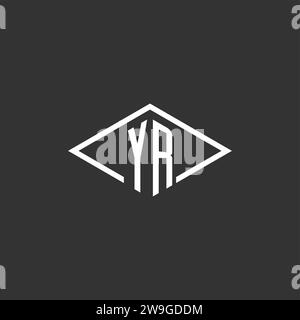 Initials YR logo monogram with simple diamond line style design vector graphic Stock Vector