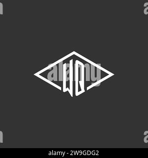 Initials WQ logo monogram with simple diamond line style design vector graphic Stock Vector