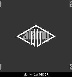 Initials WU logo monogram with simple diamond line style design vector graphic Stock Vector