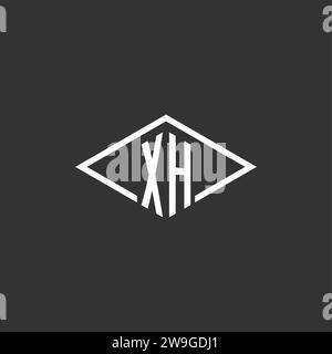 Initials XH logo monogram with simple diamond line style design vector graphic Stock Vector