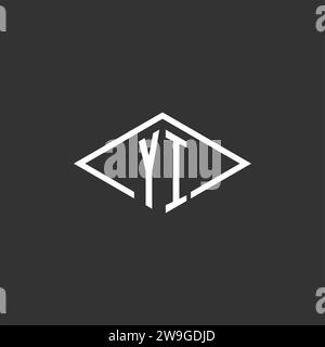 Initials YI logo monogram with simple diamond line style design vector graphic Stock Vector