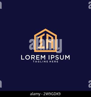 Initial IA logo with abstract home roof, simple and clean real estate ...