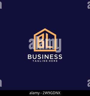 Initial BL logo with abstract home shape, modern minimalist realty logo design ideas vector graphic Stock Vector