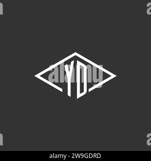 Initials YD logo monogram with simple diamond line style design vector graphic Stock Vector