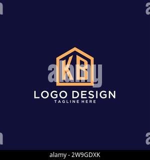 Initial KB logo with abstract home roof, simple and clean real estate ...