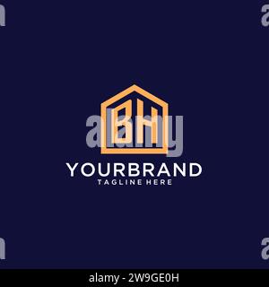 Outline letters bh b h logo with a minimalist design ad swoosh. Letters ...