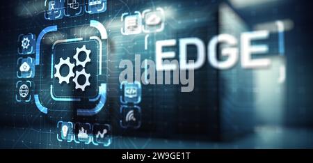 Edge computing modern IT technology on virtual screen concept. Stock Photo