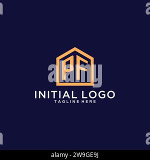 Initial PF logo with abstract home roof, simple and clean real estate ...