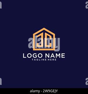 Initial JC logo with abstract home roof, simple and clean real estate ...