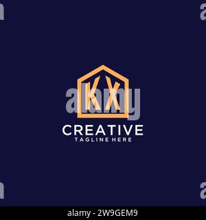 Initial KX logo with abstract home roof, simple and clean real estate ...