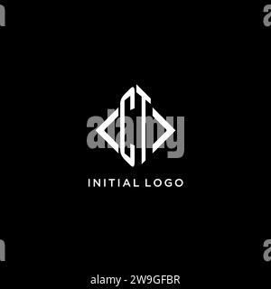 CT initial monogram with rhombus shape logo design ideas Stock Vector