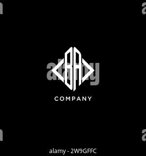BA initial monogram with rhombus shape logo design ideas Stock Vector