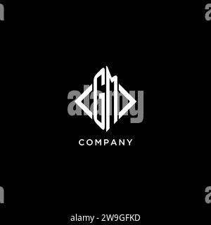 GM initial monogram with rhombus shape logo design ideas Stock Vector