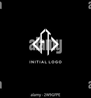FT initial monogram with rhombus shape logo design ideas Stock Vector