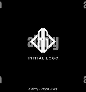 BG initial monogram with rhombus shape logo design ideas Stock Vector
