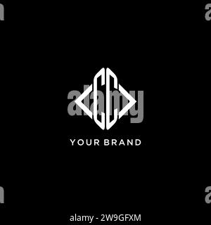 CC initial monogram with rhombus shape logo design ideas Stock Vector