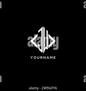 JW initial monogram with rhombus shape logo design ideas Stock Vector