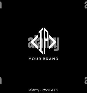 IP initial monogram with rhombus shape logo design ideas Stock Vector