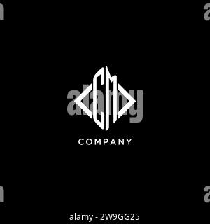 CM initial monogram with rhombus shape logo design ideas Stock Vector