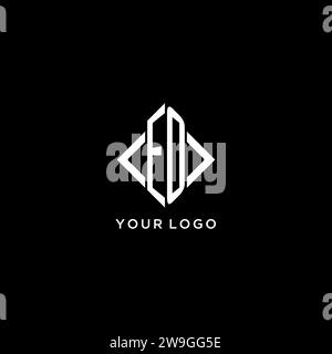 EO initial monogram with rhombus shape logo design ideas Stock Vector