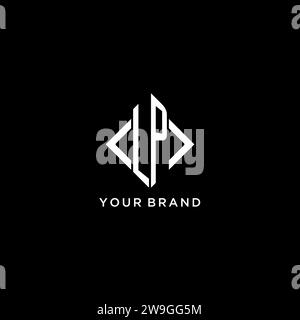 LP initial monogram with rhombus shape logo design ideas Stock Vector