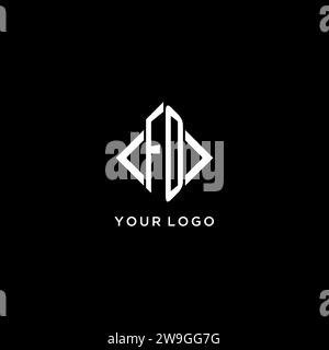 FO initial monogram with rhombus shape logo design ideas Stock Vector