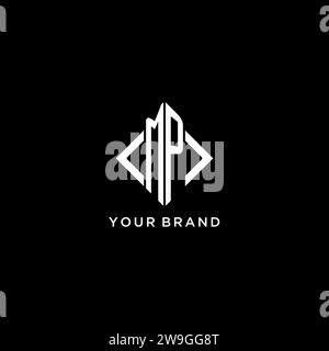 MP initial monogram with rhombus shape logo design ideas Stock Vector