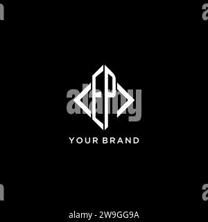 EP initial monogram with rhombus shape logo design ideas Stock Vector