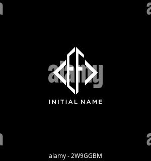 EF initial monogram with rhombus shape logo design ideas Stock Vector