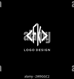 FK initial monogram with rhombus shape logo design ideas Stock Vector