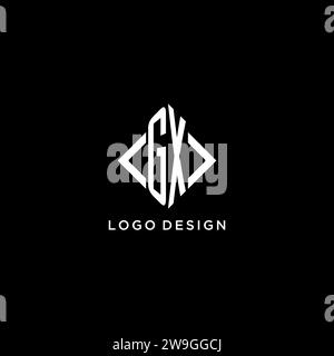 GX initial monogram with rhombus shape logo design ideas Stock Vector