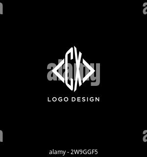 CX initial monogram with rhombus shape logo design ideas Stock Vector