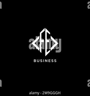 FE initial monogram with rhombus shape logo design ideas Stock Vector