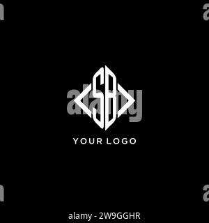 SB initial monogram with rhombus shape logo design ideas Stock Vector