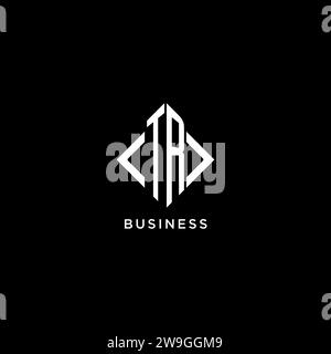 TR initial monogram with rhombus shape logo design ideas Stock Vector