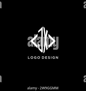 JX initial monogram with rhombus shape logo design ideas Stock Vector