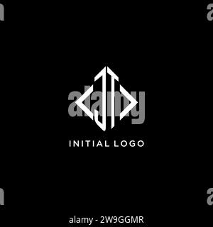 JT initial monogram with rhombus shape logo design ideas Stock Vector