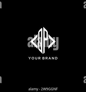 QP initial monogram with rhombus shape logo design ideas Stock Vector