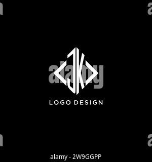 JK initial monogram with rhombus shape logo design ideas Stock Vector