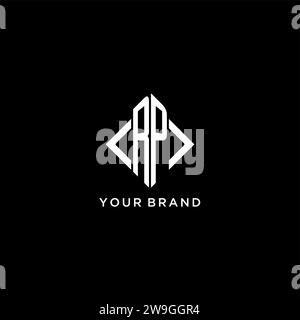 RP initial monogram with rhombus shape logo design ideas Stock Vector