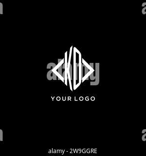 KO initial monogram with rhombus shape logo design ideas Stock Vector